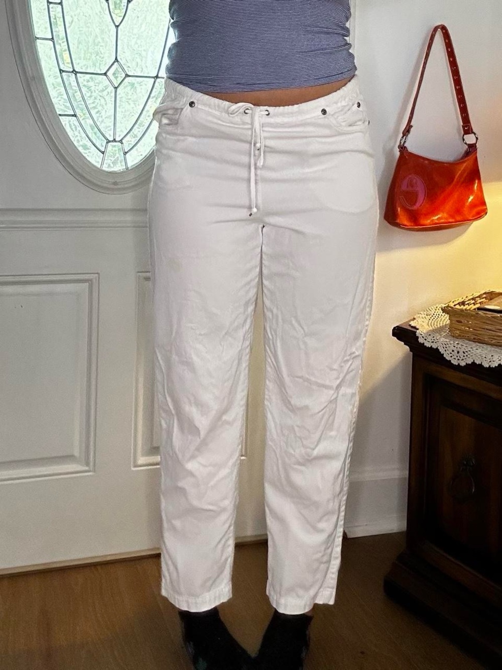 White Women's Drawstring Jeans
